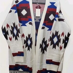 Lucky Brand Aztec Patterned Cardigan - Large